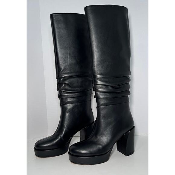 NEW 3.1 Phillip Lim Naomi Slouchy Knee High Black Leather Platform Boot Size 38 - Picture 1 of 6